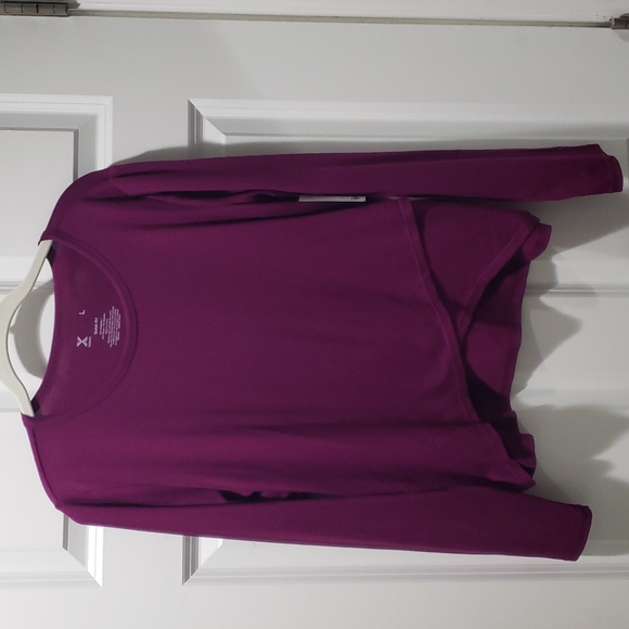 NWT Xersion Layered Cropped Quick-Dri Crop Athletic Pullover Shirt Berry - Picture 1 of 5